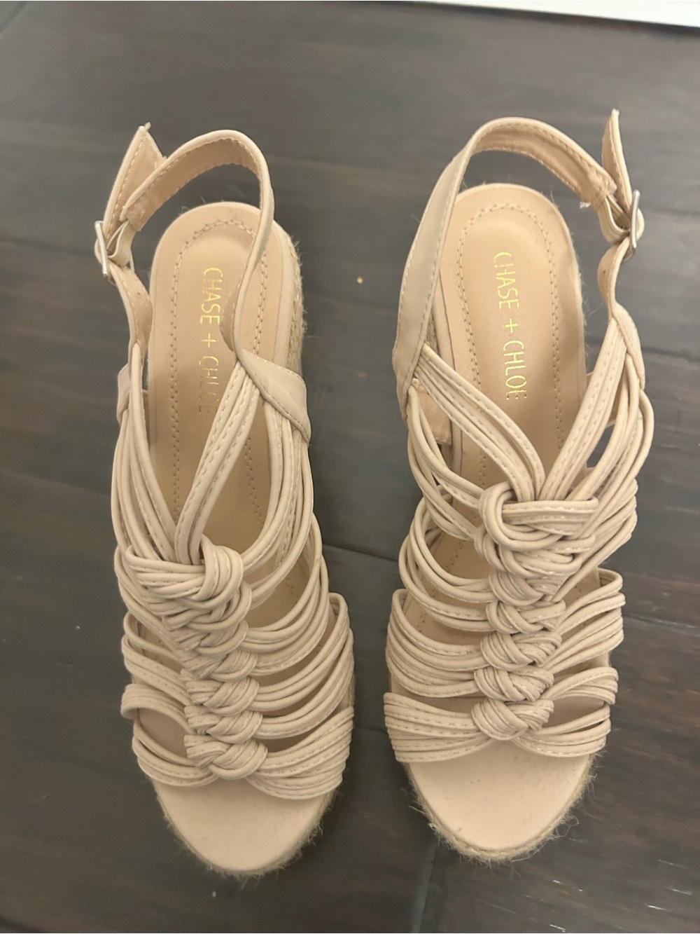 Chase + Chloe Nude Knotted Strappy Platform Sandals